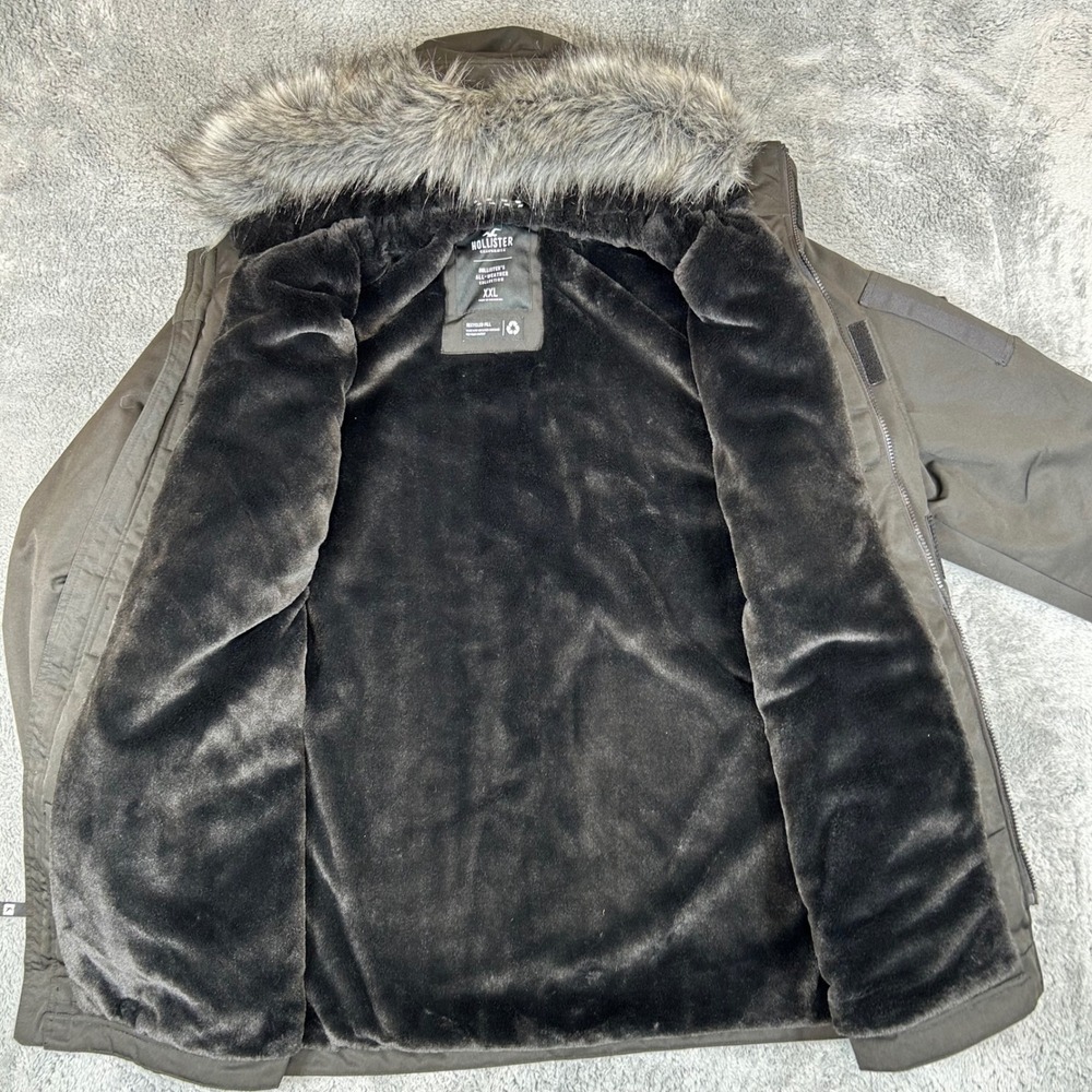 Hollister All-Weather Collection Faux Fur Lined Parka Jacket Black XXL - Picture 4 of 10